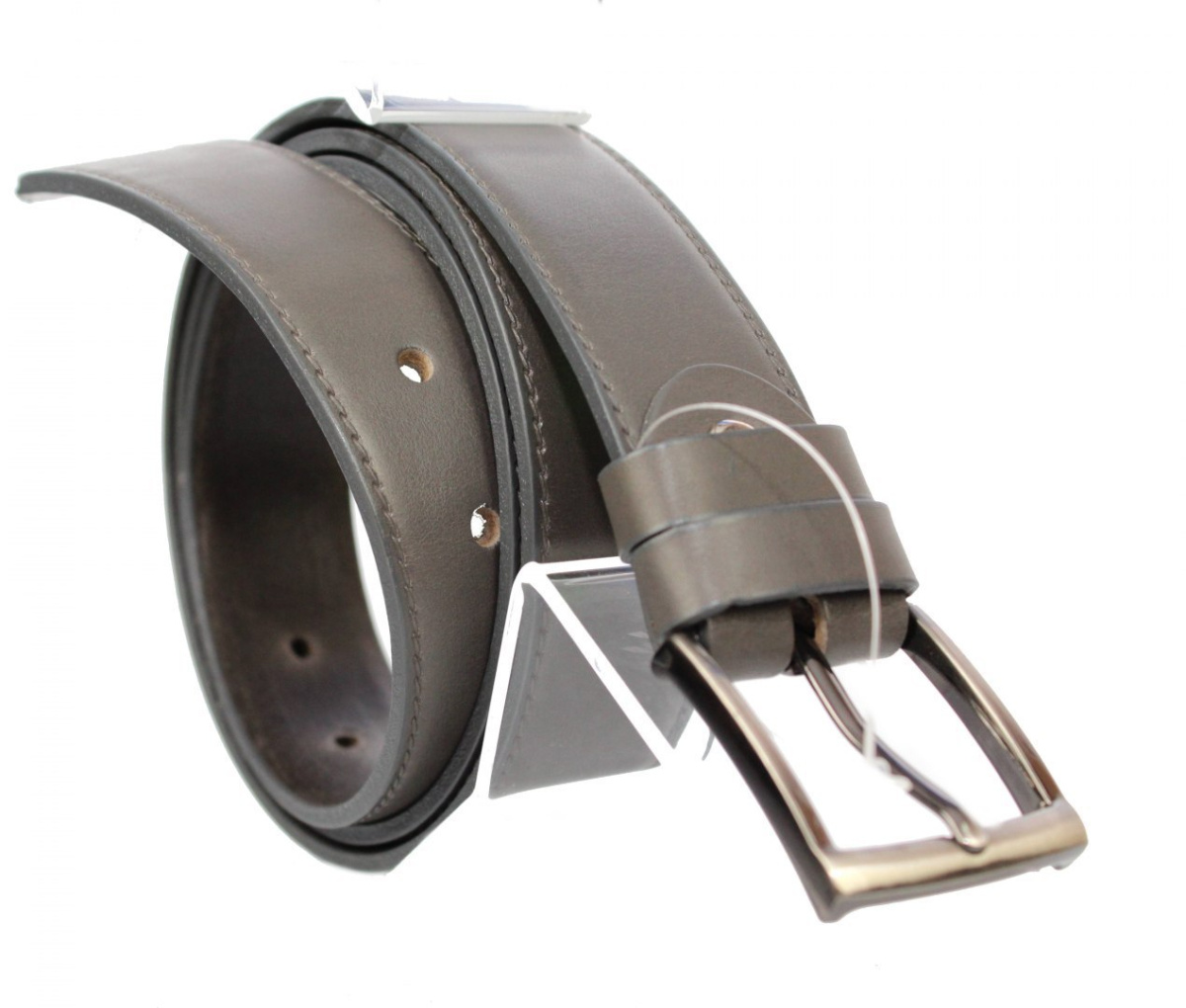 Pasek Męski Skórzany Gładki PAS-MAX (PL) 30 mm GRAFITOWO-BEŻOWY Z